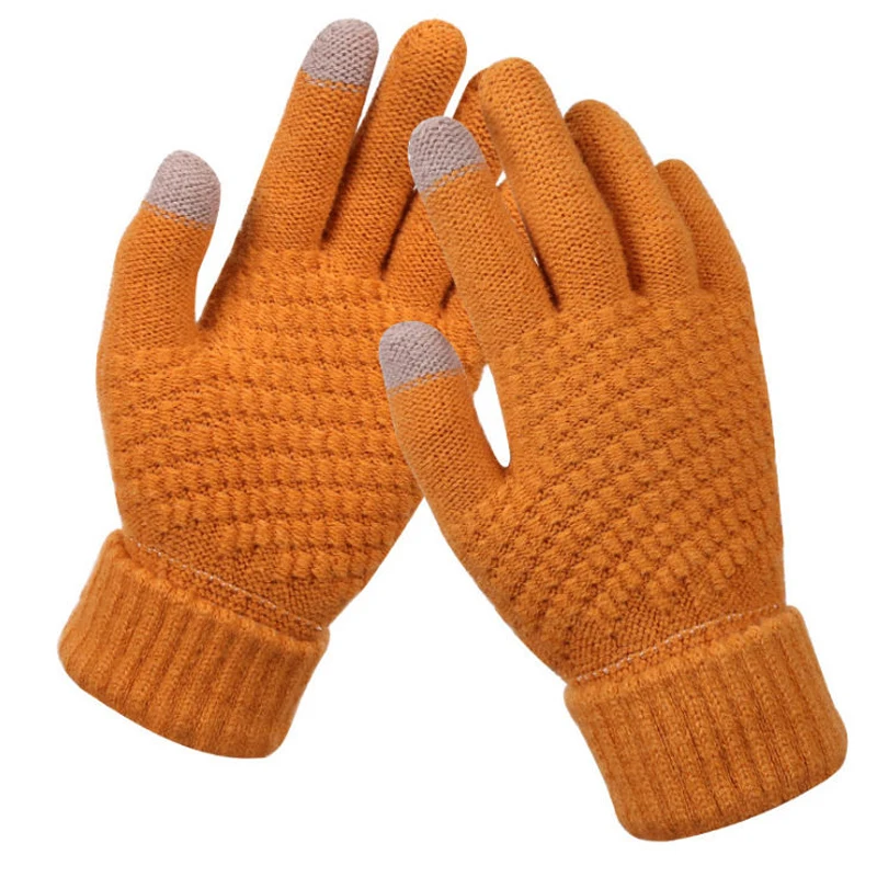 Women Men Winter Glove Touch Screen Gloves Autumn Fall Keep Warm Crochet Knitted Full Finger Mittens Guantes Female Couple