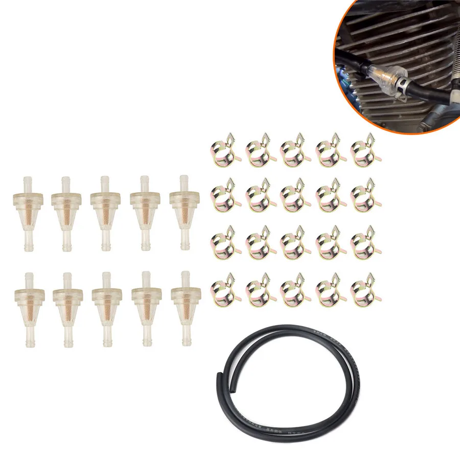

31pcs 1/4" Motorcycle Inline Gas Fuel Filter Hose Clamp Tubing for Dirt Bike ATV