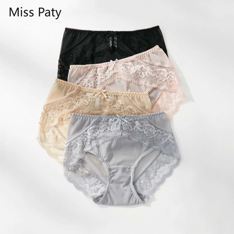 

sexy lace cotton panties 4pcs/lot seamless transparent briefs for women cute lingerie high waist underwear pants black