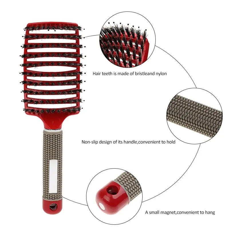 Hair Scalp Massage Comb Girls Hairbrush Bristle Nylon Women Wet Curly Detangle Hair Brush for Salon Hairdressing Styling Tools