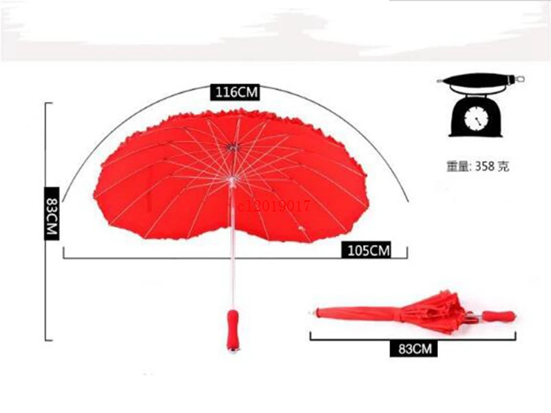 Red Heart Shape Umbrella Women Umbrellas For Valentine Wedding Party Engagement Photo Props Long Handle Unbrellas