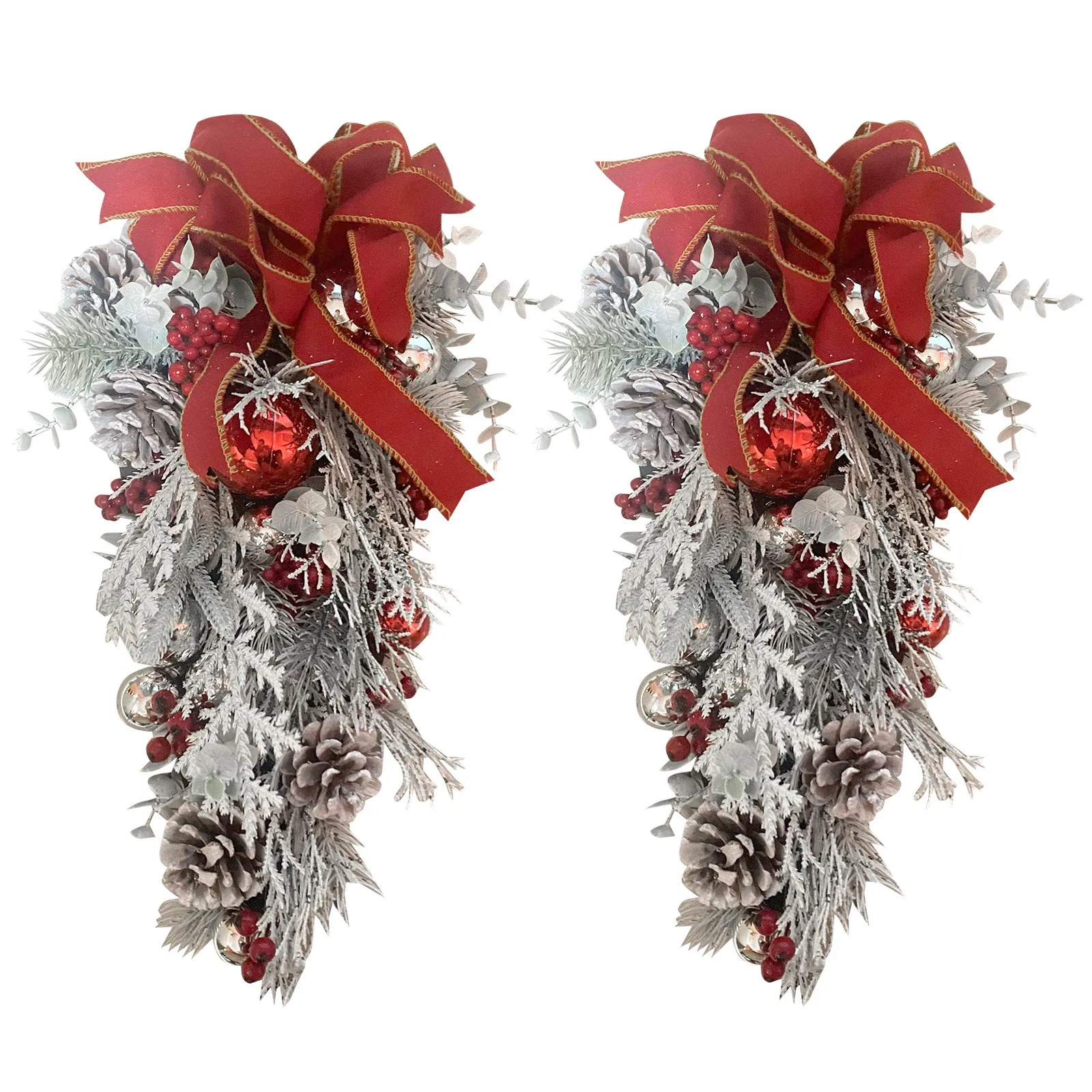

2pcs Christmas Wreath Outdoor Doorpost Decoration Door Decor Party Wedding Artificial Flower Garland Home Hanging Window #8