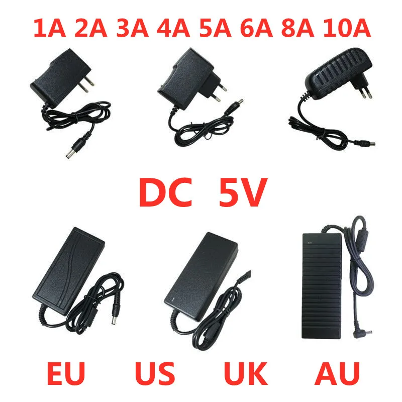 1pcs AC 100V-240V to DC 5V 1A 2A 3A 4A 5A 6A 8A 10A Power Supply Adapter Converter Charger 5 V Volt For LED Strip light