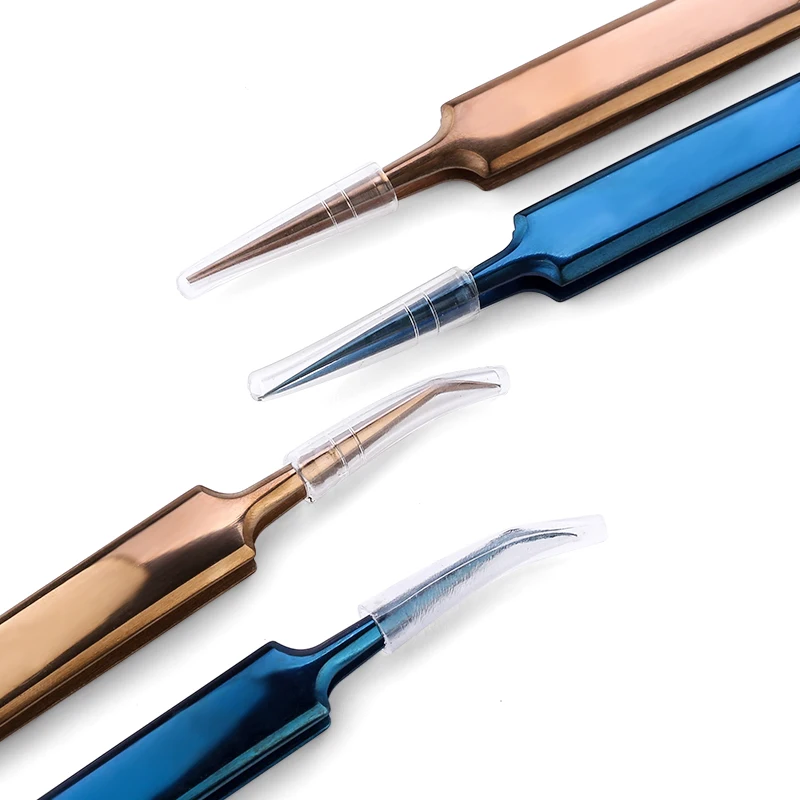 Stainless Steel Tweezers Multicolor for Eyelash Extension High-Precision Eyelash Extension Tweezers Set Thin Tip Makeup Tools