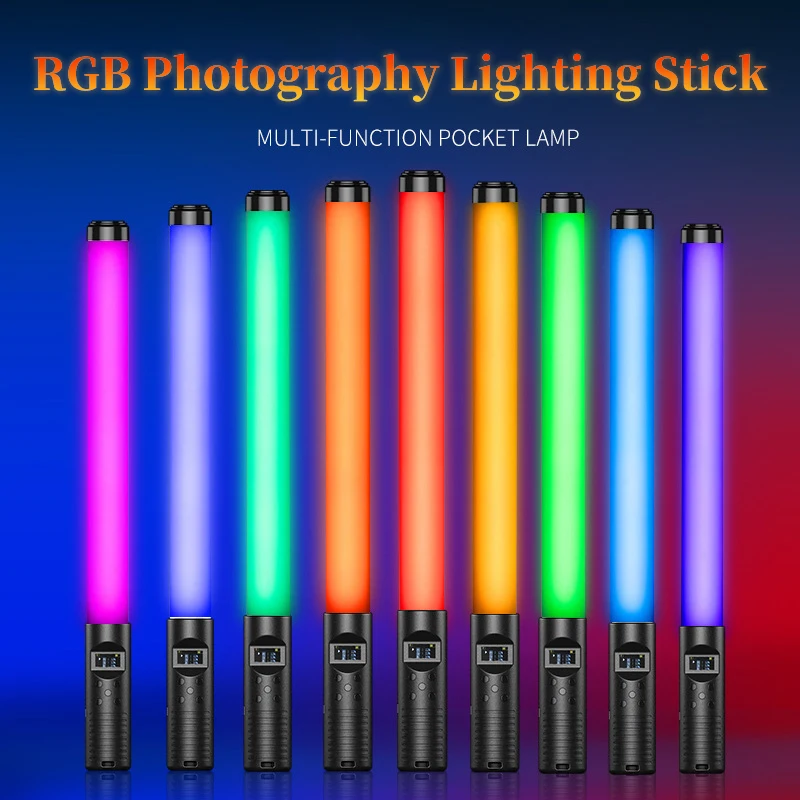 RGB Handheld LED Light Wand Colorful Photography Lighting Stick 10 Modes Rechargeable Photo Studio Fill Lamp For Youtube Video