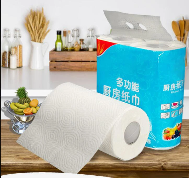 8 rolls Three Layer Disposable Wood Pulp Soft Napkin Paper kitchen paper towel