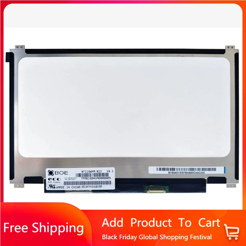 

11.6 Inch NT116WHM-N23 V4.1 Fit NT116WHM N23 EDP 30PIN 60HZ HD 1366*768 LCD Screen Laptop Display Panel