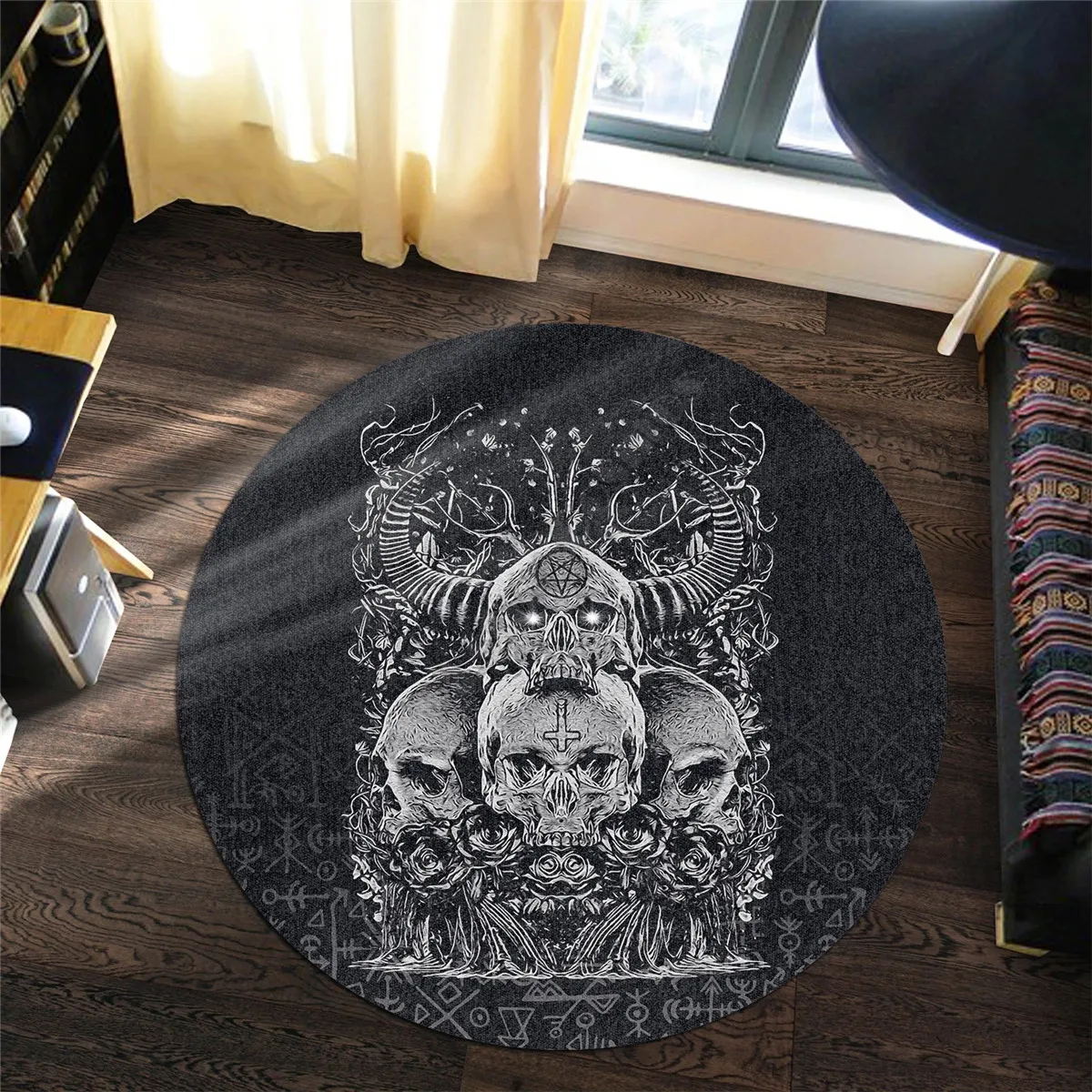 

Viking Style Carpet Skull Honor 3D Printed Rug Non-slip Mat Dining Living Room Soft Bedroom Carpet