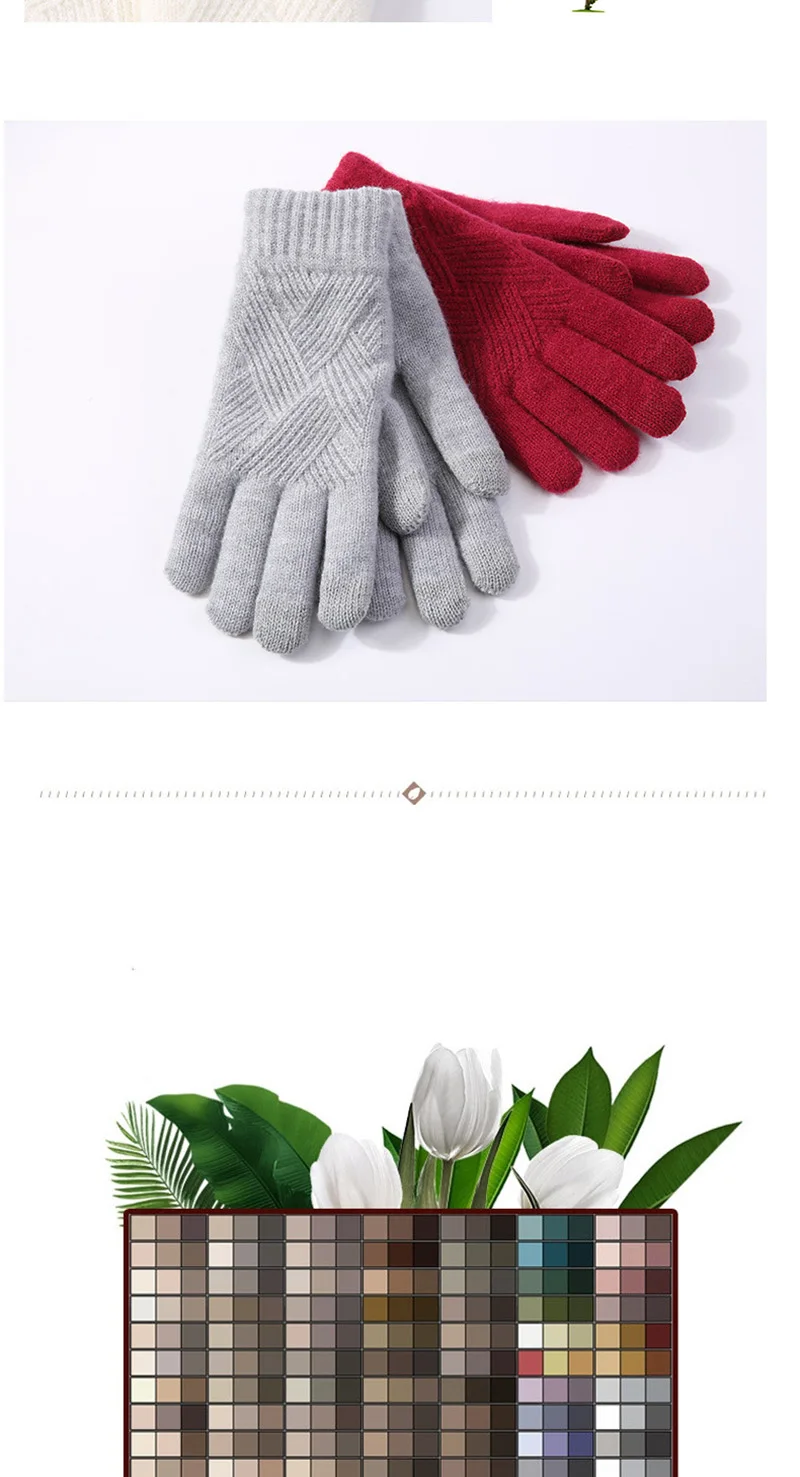 Female Winter Warm Knitted Full Finger Gloves Men Solid Woolen Touch Screen Mittens Women Thick Warm Cycling Driving Gloves H46