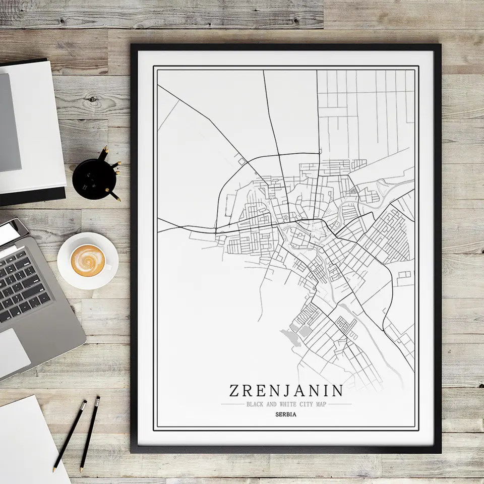 

Serbia Black White World City Map Poster Nordic Living Room Belgrade ruma Shabazz Wall Art Pictures Home Decor Canvas Painting