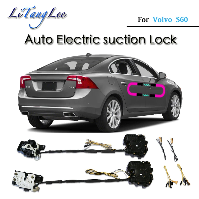 For Volvo S60 2015~2017 ​​Car Soft Close Door Latch Pass Lock Actuator Auto Electric Absorption Suction Silence Closer