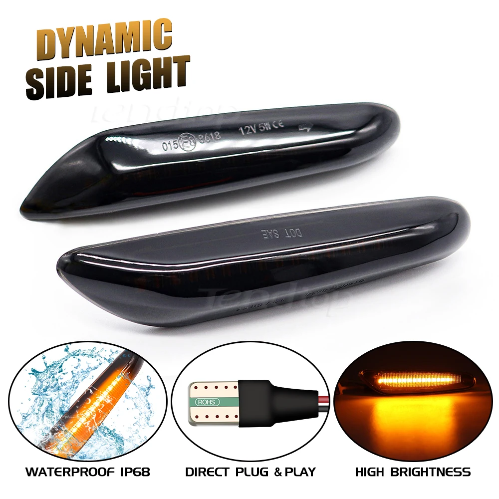 Dynamic Flowing LED Turn Signal Side Marker Light Blinke For BMW E60 E61 E81 E82 E88 E90 E91 E92 E93 E46 1 3 5 Series x1 x3