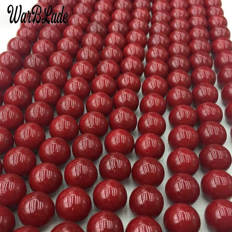 WarBLade Natural Stone Round Dark Red Coral Beads Loose Beads 4mm 6mm 8mm 10mm For DIY Bracelet Necklace Jewelry Making Findings