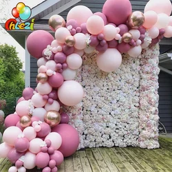 New Pink Latex Balloons Garland Arch Kit  Chrome Rose Gold Globos Background Wedding Birthday Party Decorations Kids Baby Shower