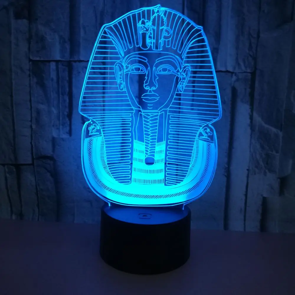 Religion Egyptian Sphinx Table Lamp Usb Creative 3D Led Visual 7 Colors Bedroom Sleep Pharaoh Gifts Bedside Night Lights