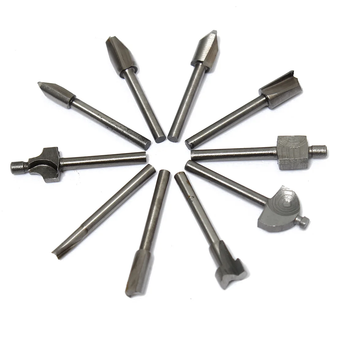 10pcs 3.2-6.5mm 1/8 Inch 3.175mm Shank HSS Router Bits Files for Woodworking Wood ABS PVC plastics Copper Aluminum Drilling