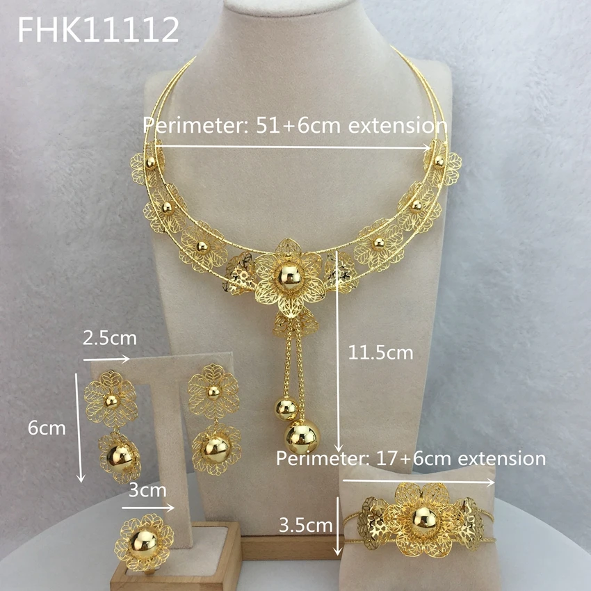 Unique Flower Jewelry Beautiful Brazilian Jewelry Sets For Women Birthday Gift Party Wedding FHK11112