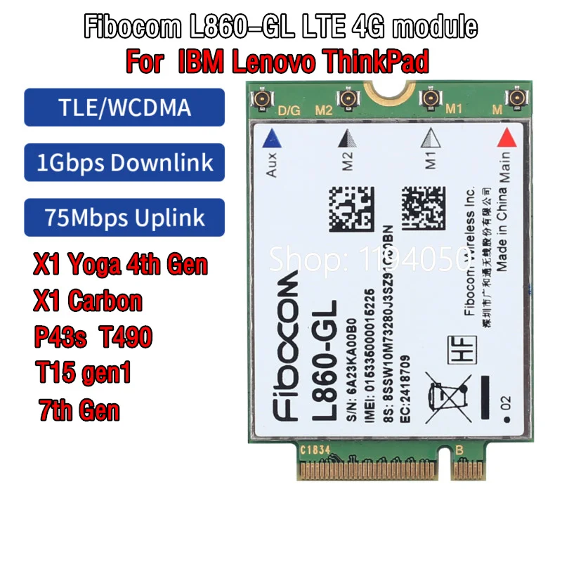 L860-GL WWAN card 4G Module for X1 7th 8th X1 Yoga 4th T490 T14 T14s X13 T15g 01AX796 4G module LTE