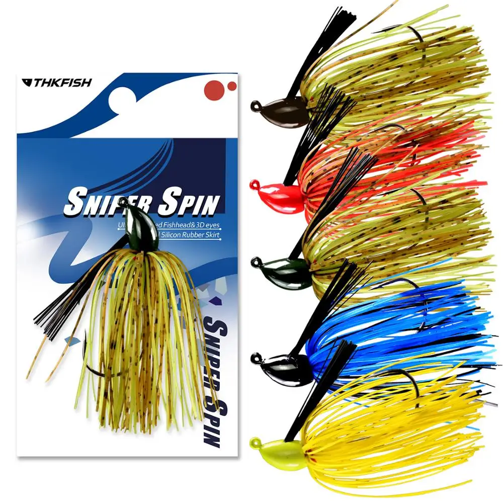 

THKFISH 3pcs 16g Weedless Wire Baits Jigs Head Rubber Swim Skirt Bass Fishing Lures Barbed Hook For Buzz Fishing