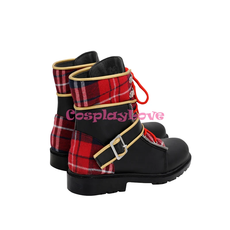 Twisted Wonderland Pomefiore Epel Felmier Black Red Shoes Cosplay Long Boots Custom Made For Halloween Christmas