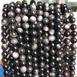 Natural Stone Black Flash Obsidian High Quality 6/8/10/12mm Beads Loose Spacer Beads For Jewelry Making DIY Bracelet Necklace
