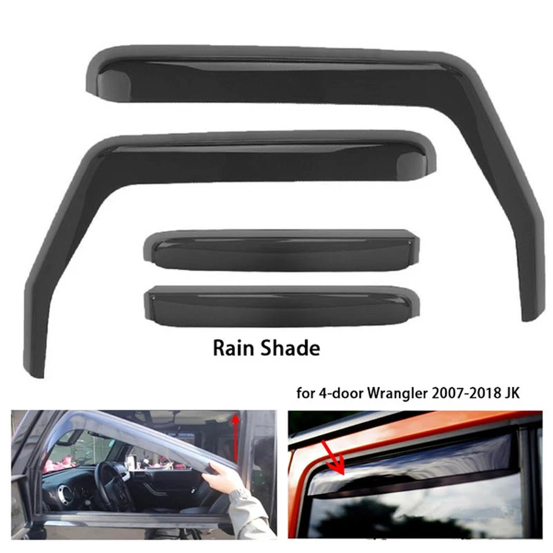 

Car Side Window Deflector Exterior Awnings & Shelters Wind Rain Shade Visor Guard For Jeep Wrangler 4-door JK 2007-2018