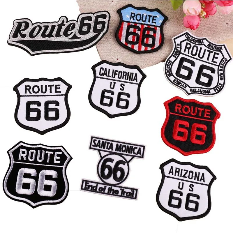 

20pcs/lot Embroidery Patch Letter Route Black White Strange Things Clothing Accessories Heat Transfer Badge Iron Biker Applique