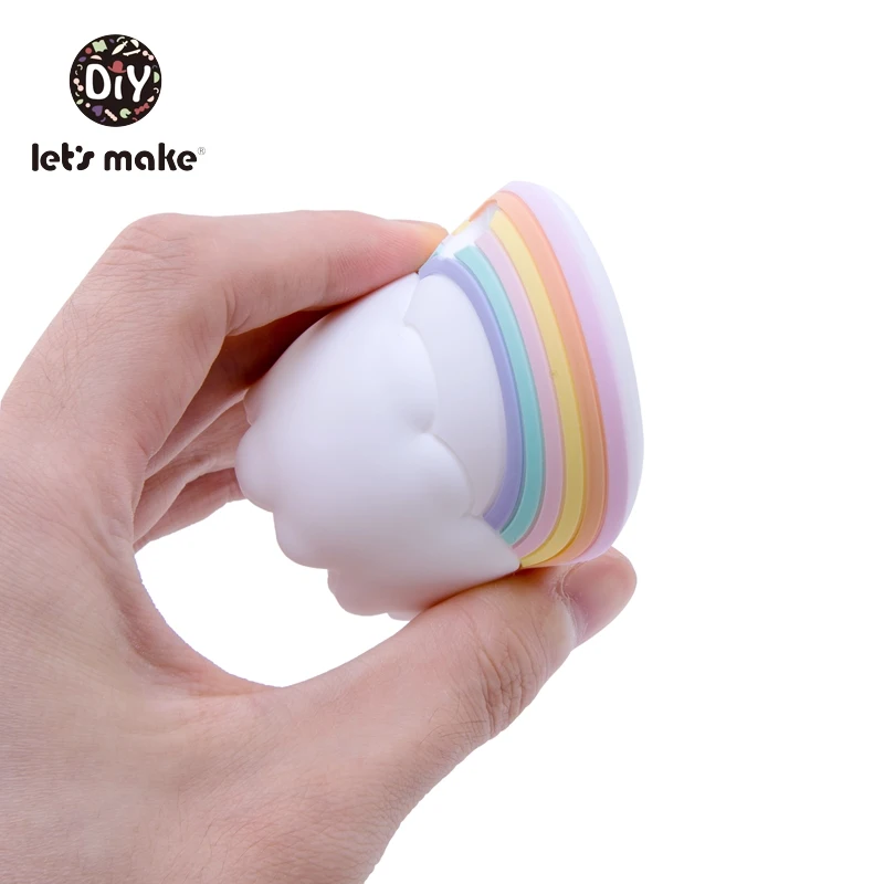 Silicone Teethers Rainbow CAartoon Shape 1pc BPA Free Tint Rod Food Grade Silicone Baby Teethers Teething Toys Charms Patent