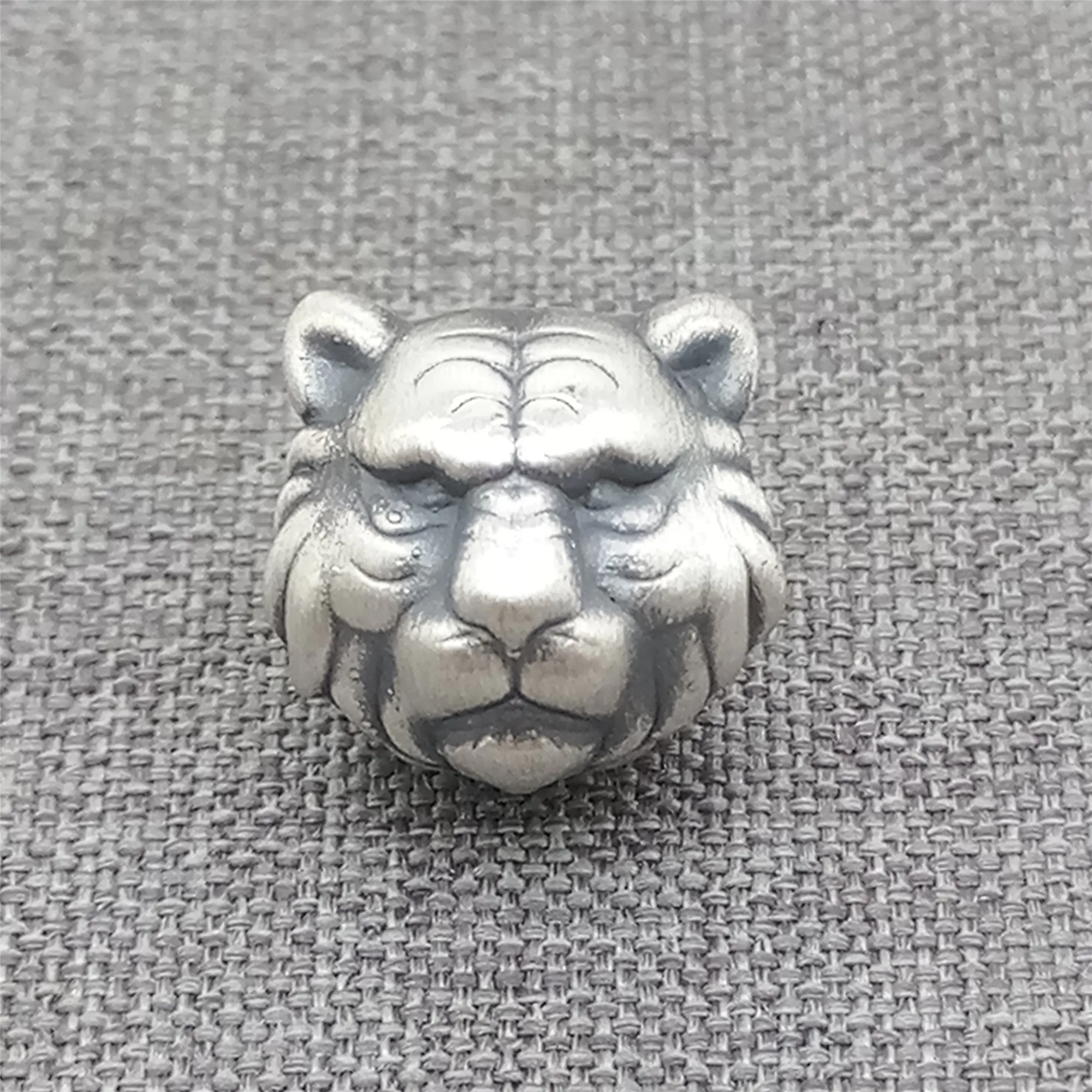 2pcs Fine Silver Tiger Beads, 999 Sterling Silver Tiger for Bracelet Necklace