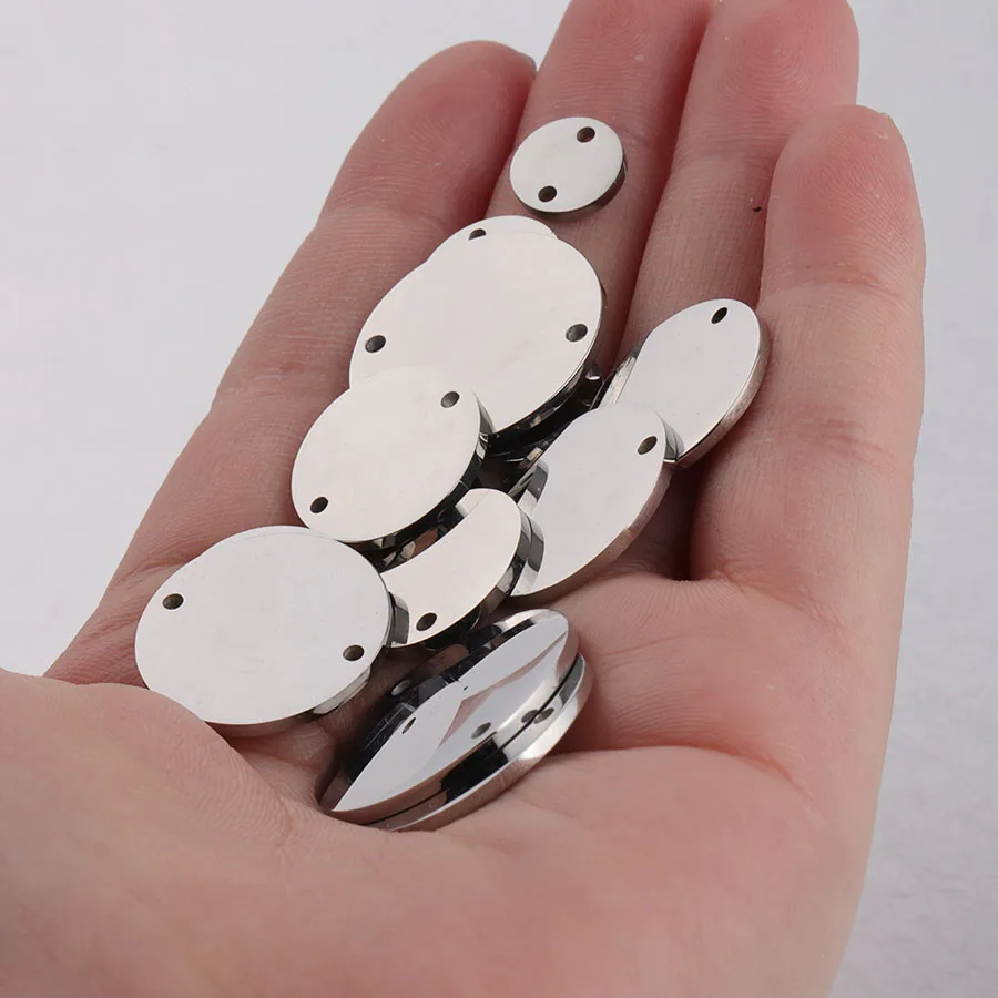 Fnixtar 20Pcs 8-25mm Mirror Polish Stainless Steel Stamping Round Blank Discs Connector Charms For DIY Jewelry Making Neckalces