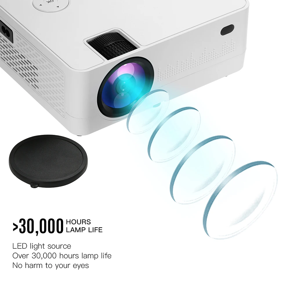 1080P Supported 6500 Lux Home Video Movie Projector Portable Home Theater LED Projector 140 Inch Display Built-in Speaker