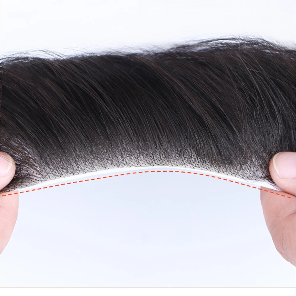 Men\'s Hairline Toupee V-Shape Brazilian Virgin Human Hair Toupee Soft Thin Skin Mens Hairpieces Hair Replacement System