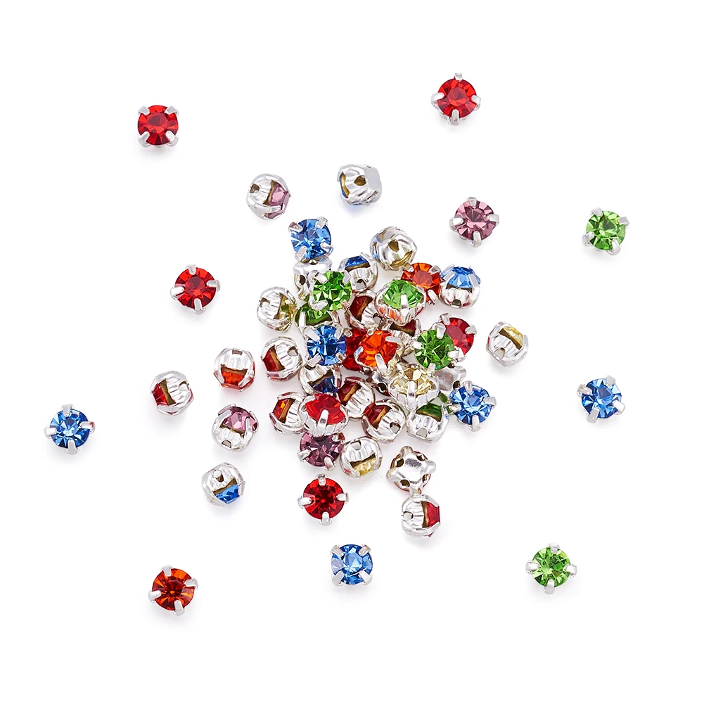 Pandahall 50pcs Square Brass Rhinestone Beads Montee Beads for Jewelry Making 3.8~4x3.8~4mm, Hole: 1mm