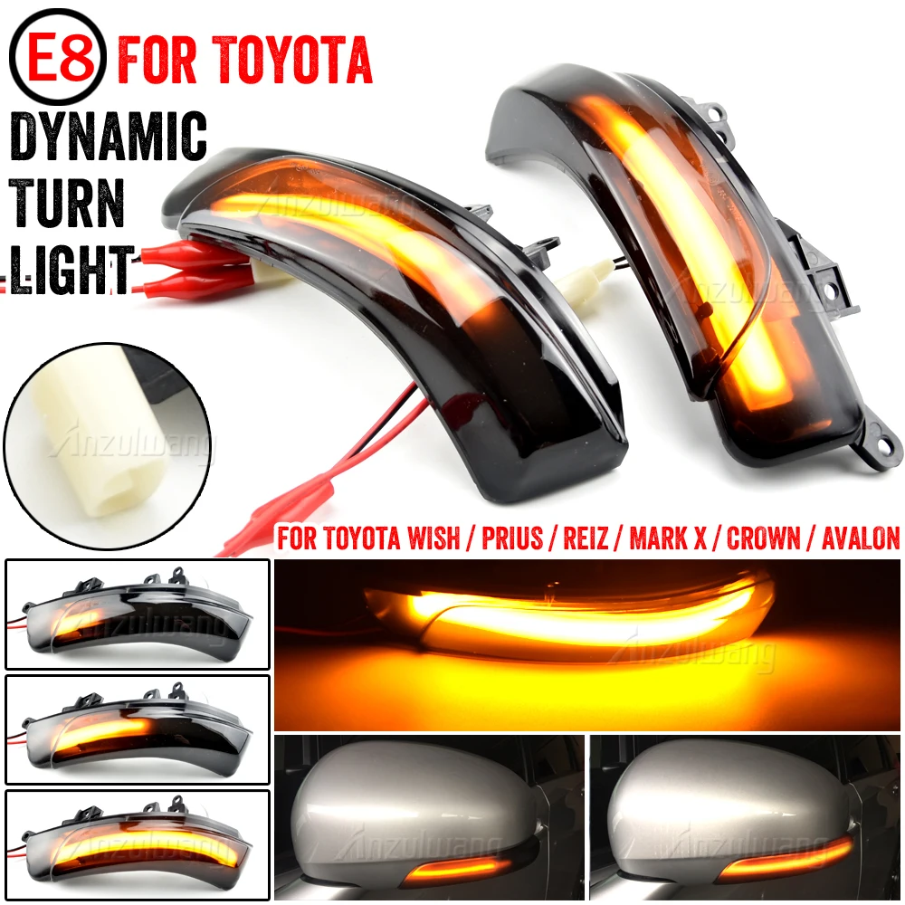 2PCS LED Dynamic Turn Signal Light For Toyota Camry Prius REIZ Wish Mark X Crown Avalon IQ EQ EV SAI MAJESTA 2008 2009-2015