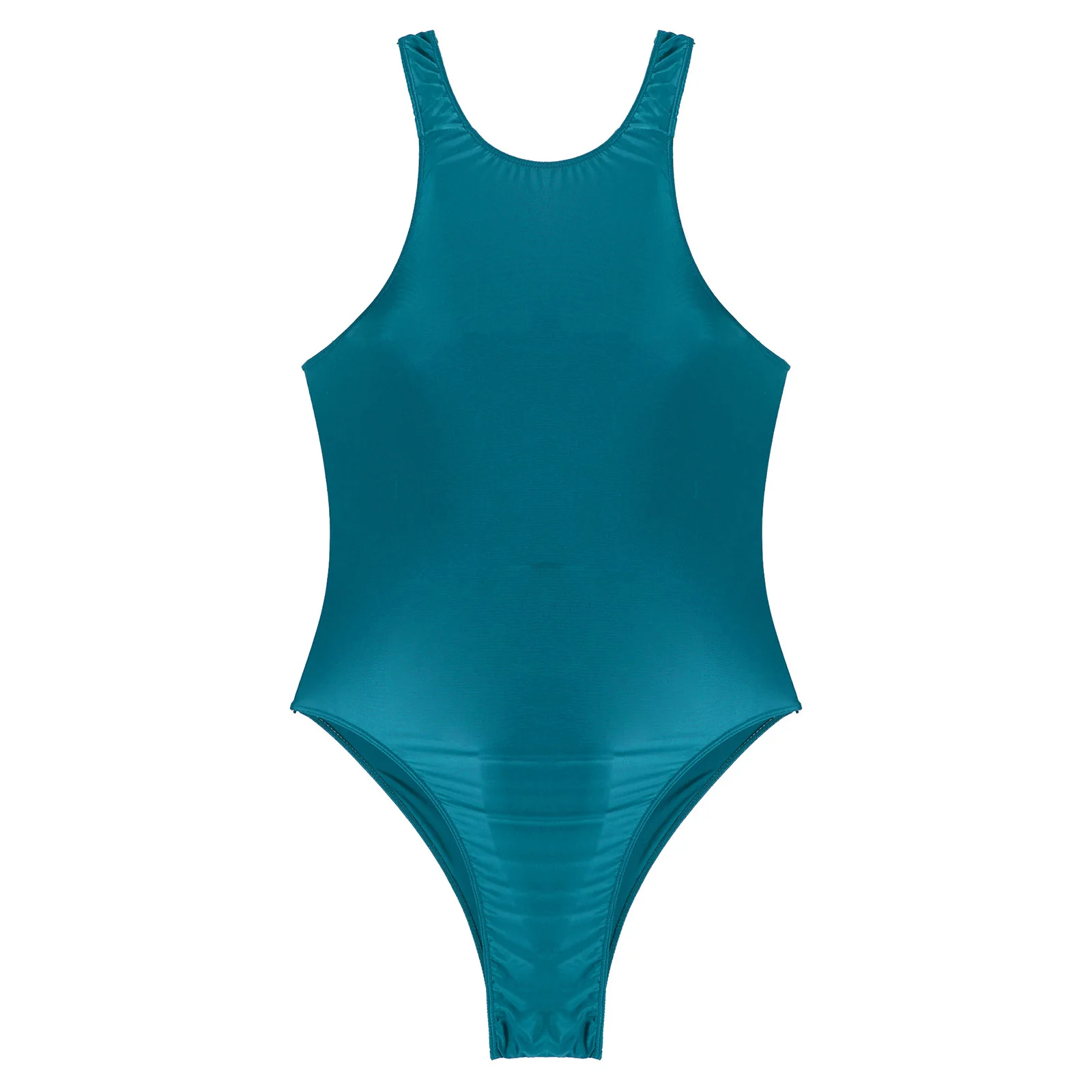 Maillot de bain une pièce pour femme, monokini, collants brillants, coupe haute, vêtements de nuit