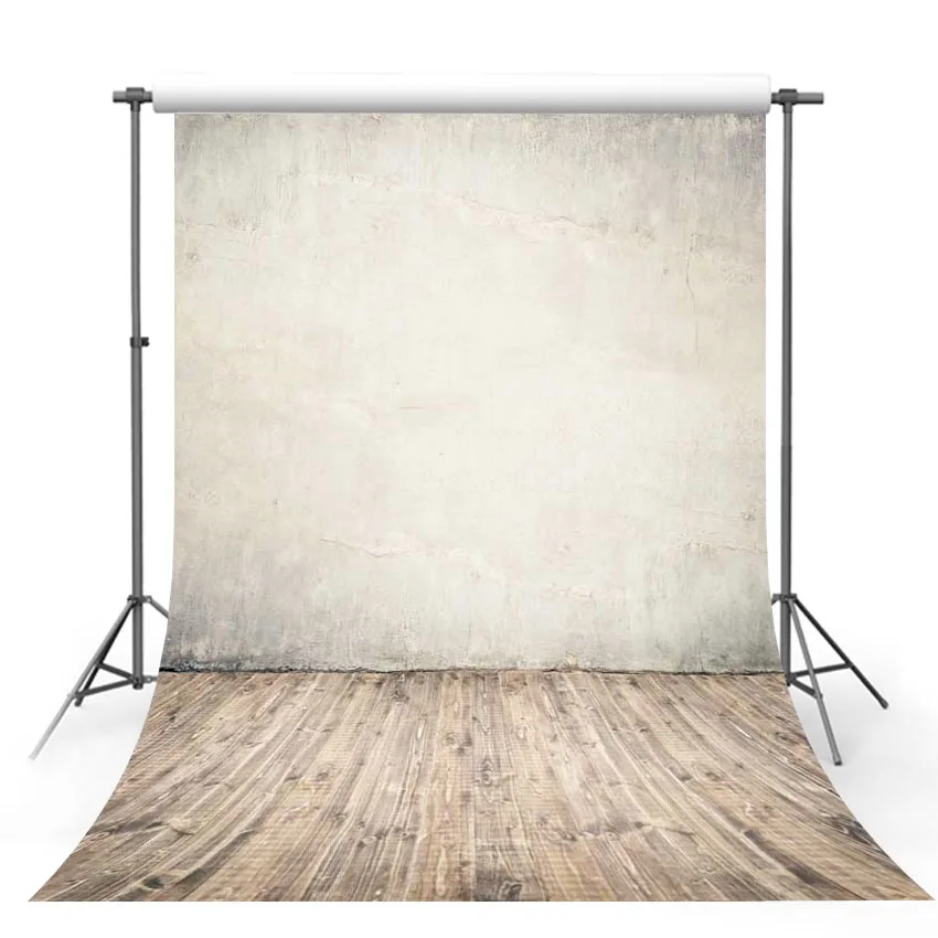 SUTAIBAI Wood Floor Backdrop Retro Gray Wall Photography Background Photo Studio Props