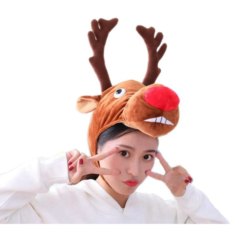 Elk Hood Hat Plush Toy Birthday Stuffed Cap Gift