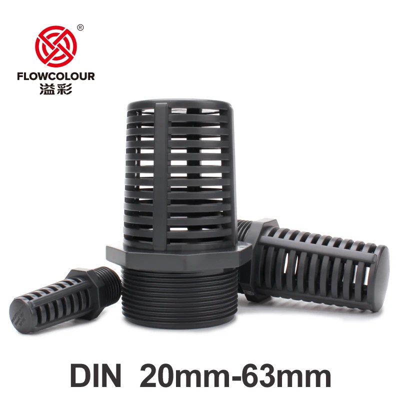 Flowcolour-PVC Threaded Sucção e Overflow Screen Filtro, Aquário Filtro Dreno Montagem Conectores, Fish Tank Permeável Vent Cap