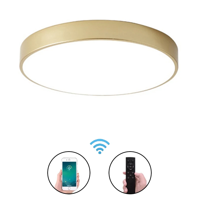 

Ultra-thin 5cm Surface Mount Flush Panel Ceiling Light Modern Gold Round LED Ceiling Lamp Remote Control Foyer Bedroom Lamp