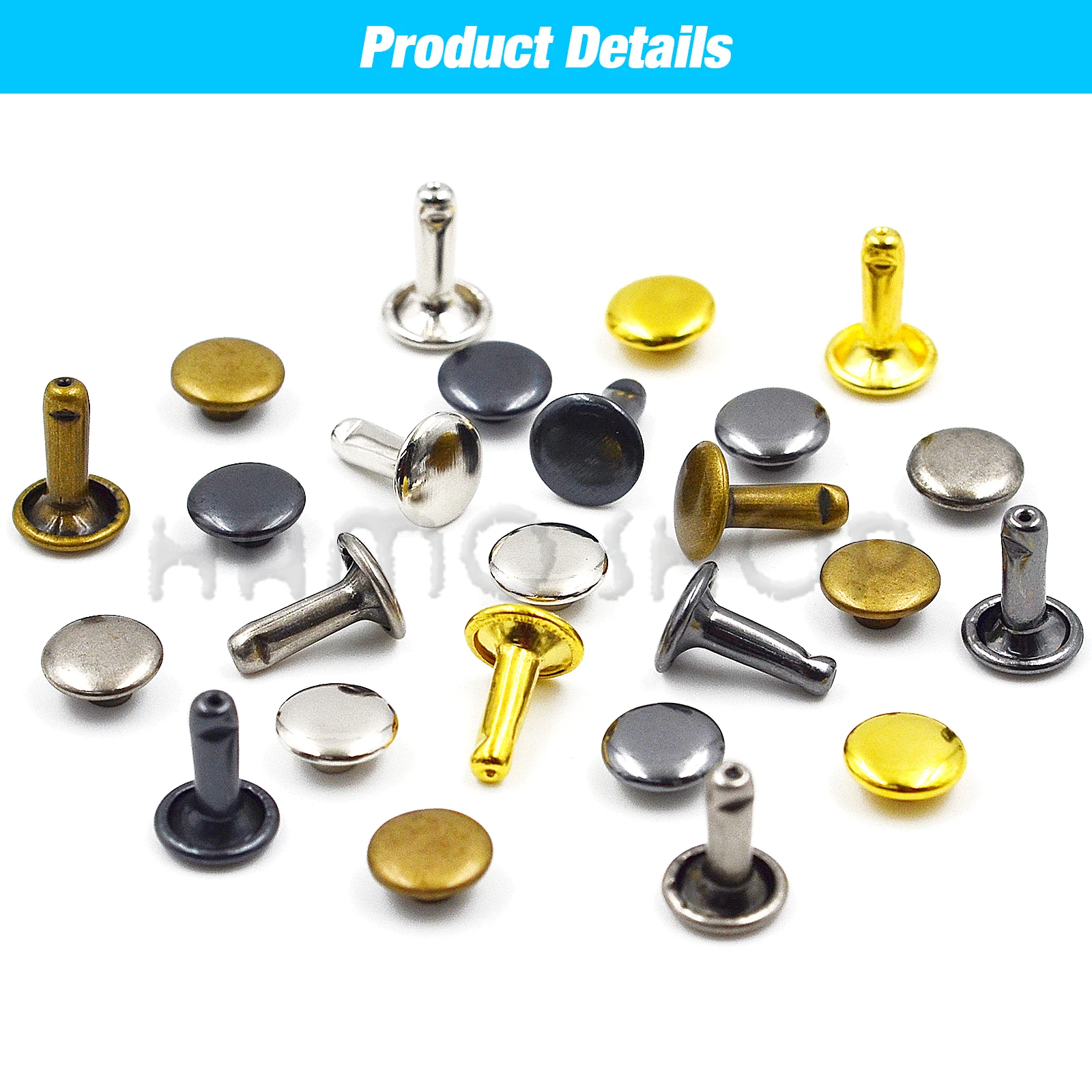 100Sets 5-15mm Metall Doppel Kappe Nieten Stud Runde Nagel Niet Für Leathercraft Zubehör Reparatur Schuhe Tasche Gürtel kleidung Kleidungsstück – Detail 3