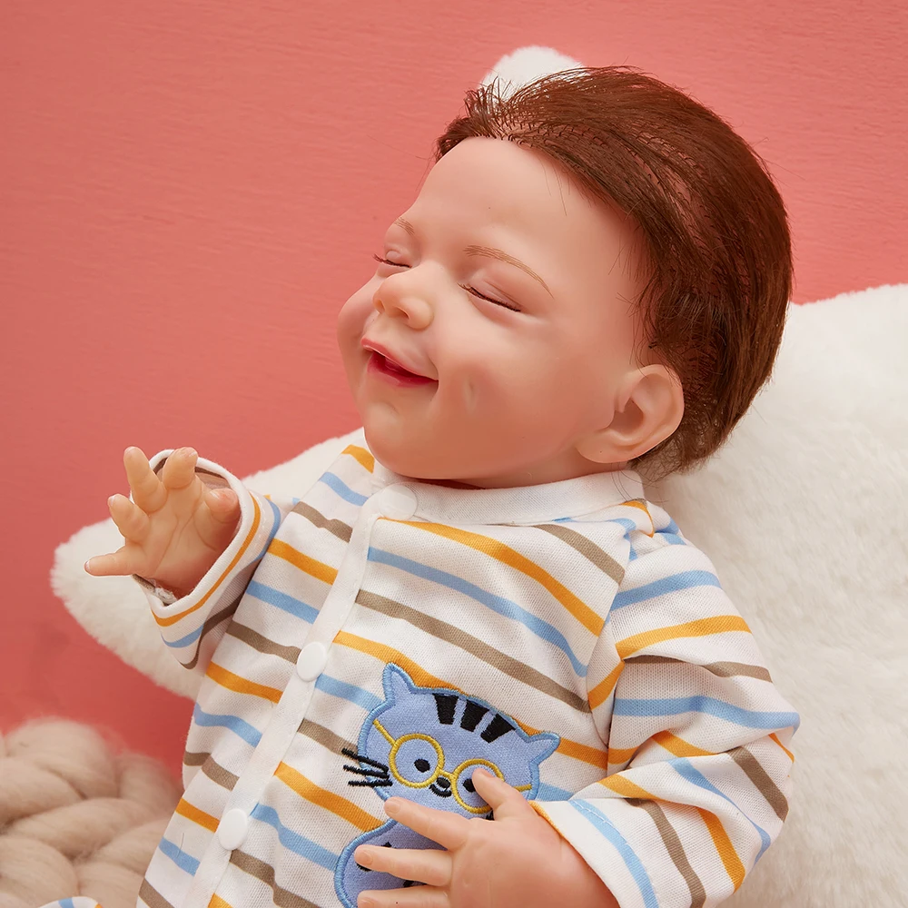 

FEELWIND Vinyl Reborn Baby April Cute Lifelike Toy Alive Realistic Bebe Sleeping Smile Face Christmas Gift Doll for Children