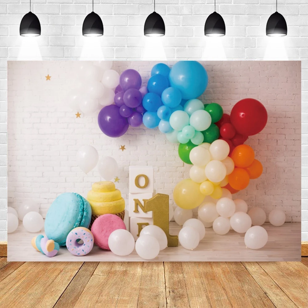 

Photocall Baby One Birthday Donuts Balloon Photography Backdrop Prop Photographic Party Decor Background Photo Studio Photozone