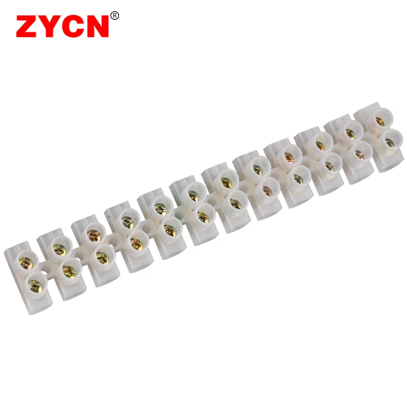 12 Position Barrier Screw X3-1012 Nylon Plastic Terminal Block 20A Transparent White Copper 380V Wire Connector Dual Row