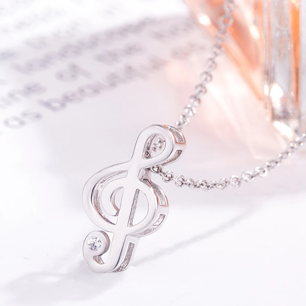 925 Sterling Silver Music Note Choker Necklace Retro Minimalist Fine Jewelry Music Graduation Gift Musicians and Music Lovers