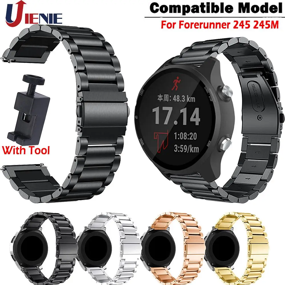 Ремешок из нержавеющей стали для Garmin Forerunner 245 245M 645/Vivoactive 3 Music/Vivomove HR Браслет, Смарт-часы, браслет Correa