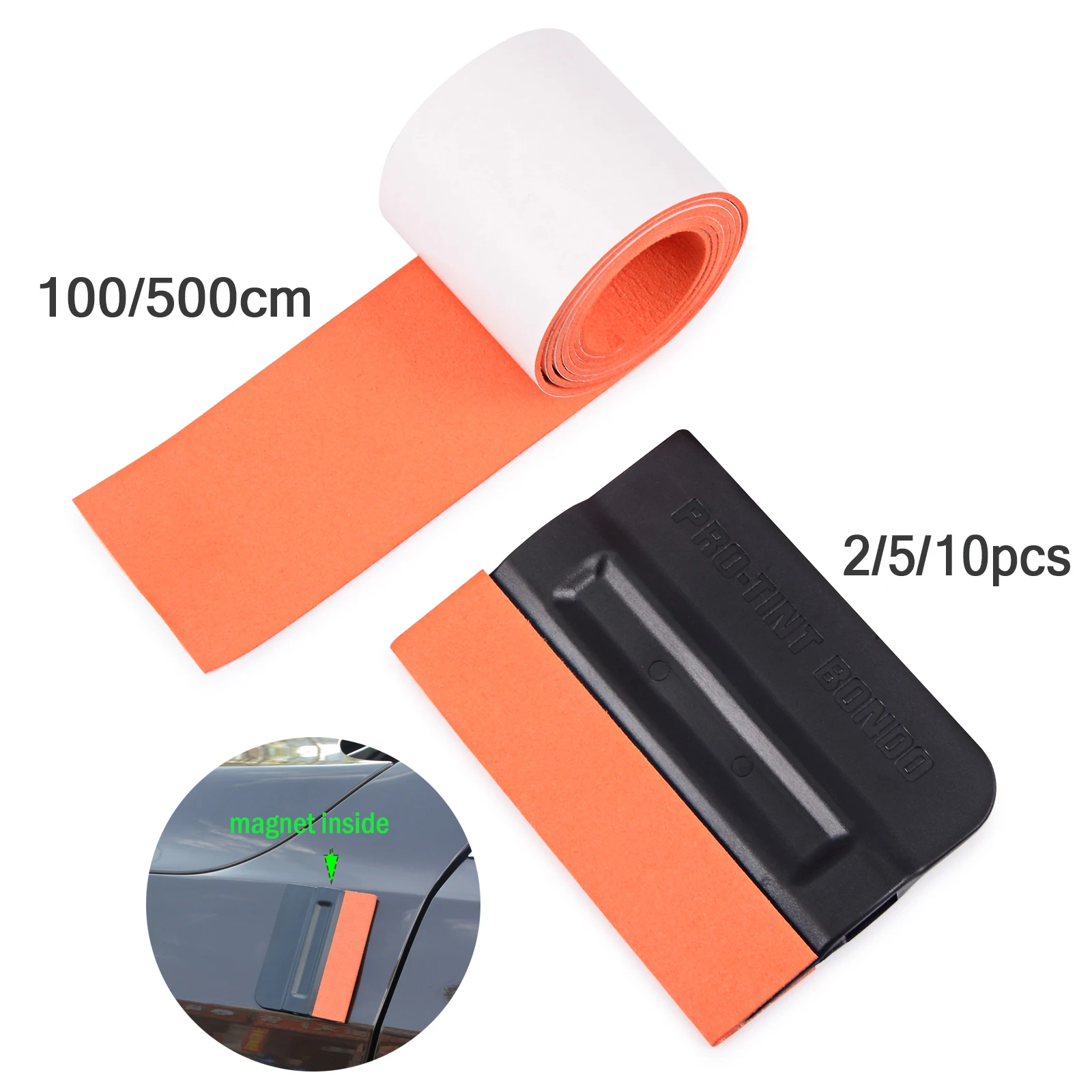 

EHDIS 2/5/10pcs Magnetic Card Squeegee Vinyl Film Non-Scratch Plastic Scraper Suede Felt Cloth Edge Window Tinting Car Wrap Tool