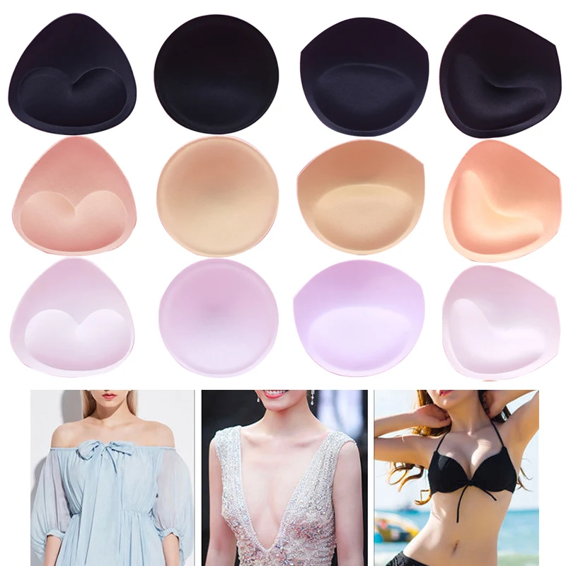 

1pair Bra Accessories Triangle Cup Sponge Bra Pads Push Up Enhancer Removable Bra Padding Inserts Cups Swimsuit Bikini Padding