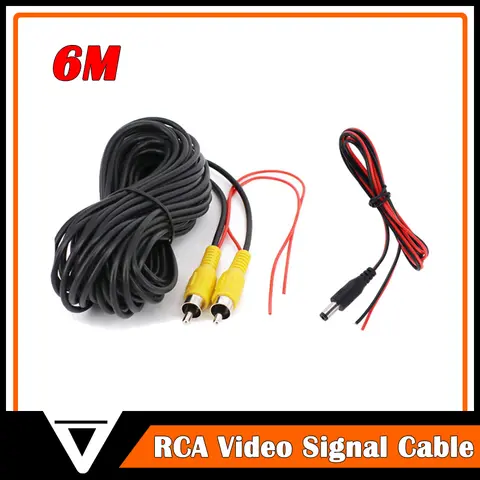 6 Meter RCA-Videosignalkabel + Stromkabel Auto-Rückfahrkamera-Videokabel mit Erkennungsdraht für alle Autos