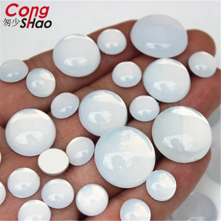 10mm 16mm 20mm Jelly white Round flatback Acrylic Rhinestone trim stones and crystals costume applique jewelry Accessories WC579