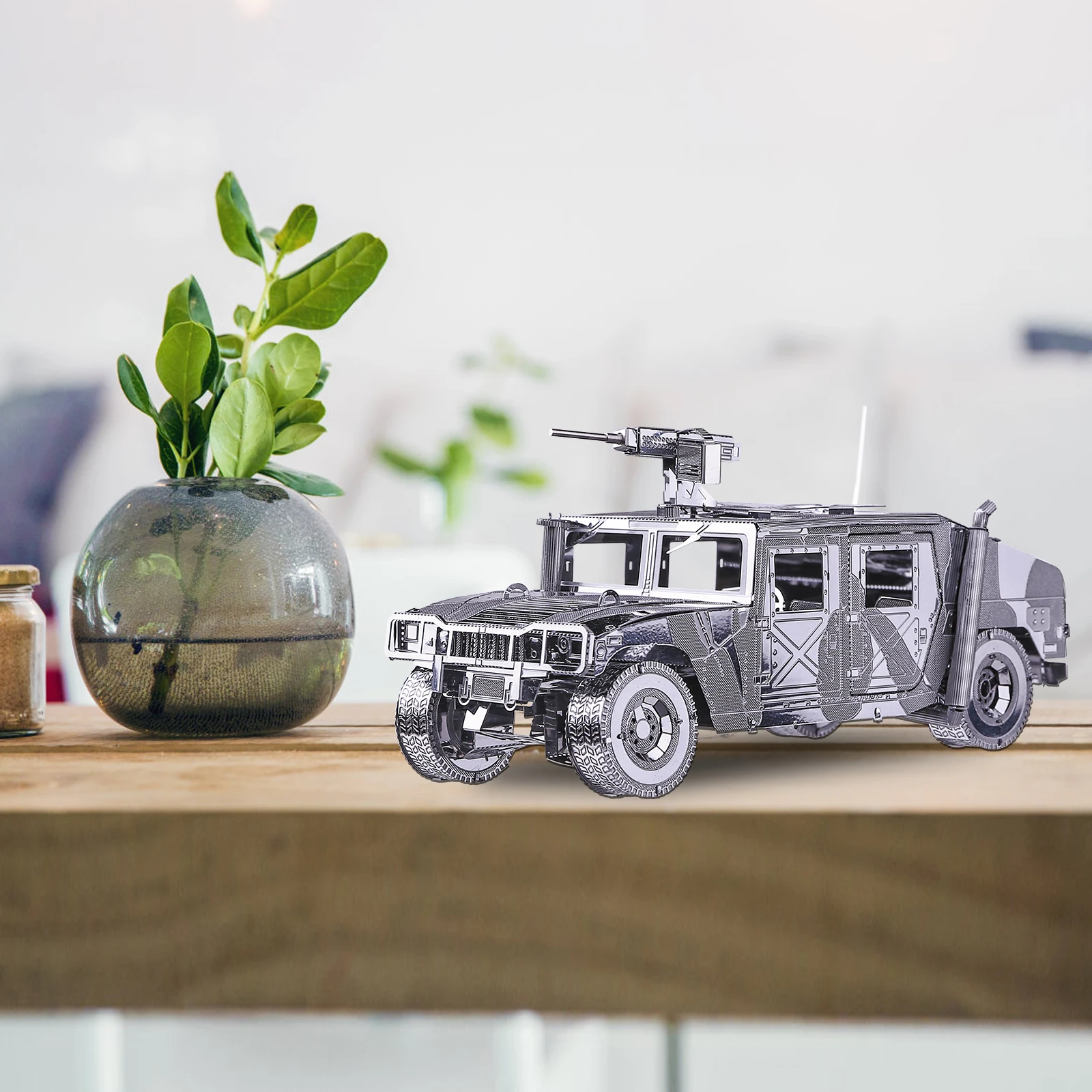 Piececool 3D 금속 퍼즐 모델 빌딩 키트, 4WD 군사 자동차 직소 장난감, 성인용 크리스마스 생일 선물